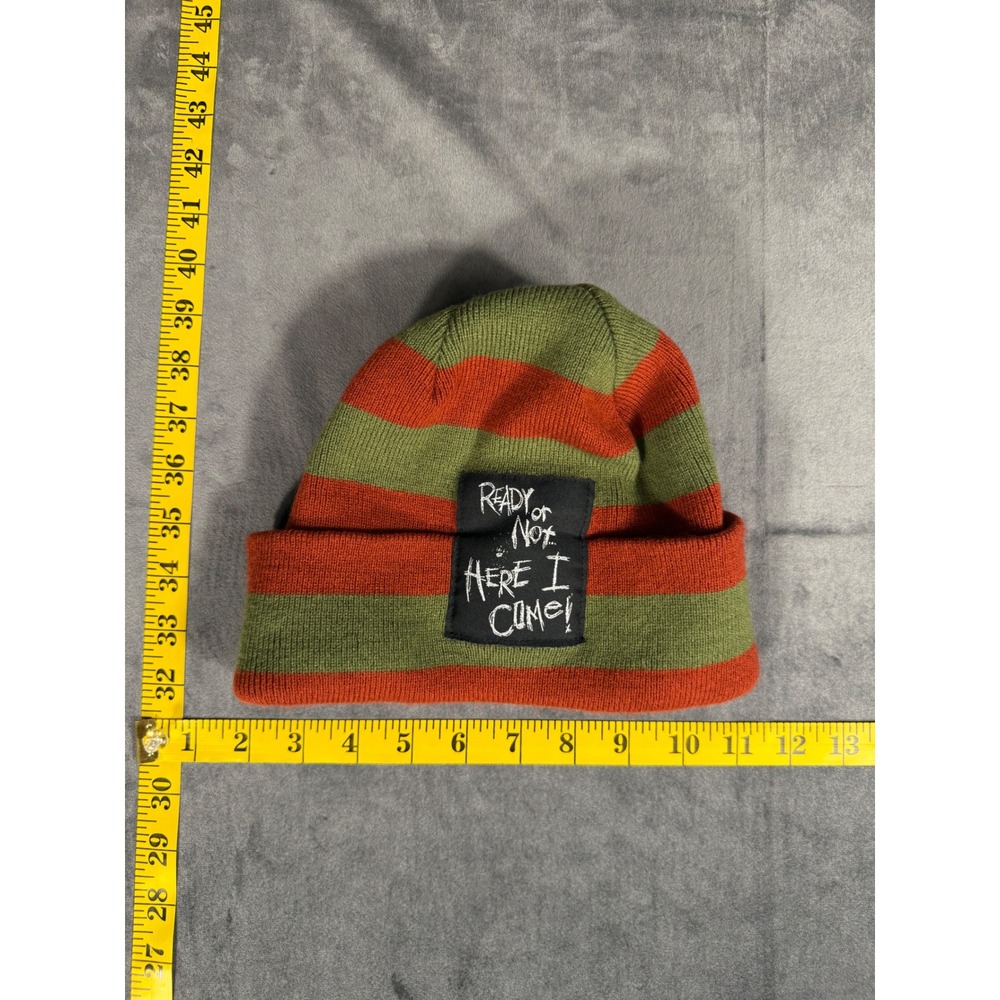 A Nightmare on Elm Street Beanie Unisex OSFM Red Green Freddy Krueger Stripe Hat